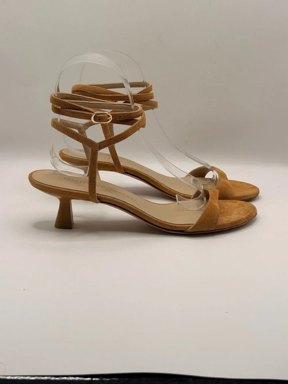 Stuart Weitzman Women Wrap 50 Nudist Macchiato Kitten Heel Sandal Sz 7 B